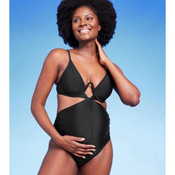 Underwire Twist-Front One Piece Maternity Swimsuit - Isabel by Ingrid Size Large - Picture 1 of 2